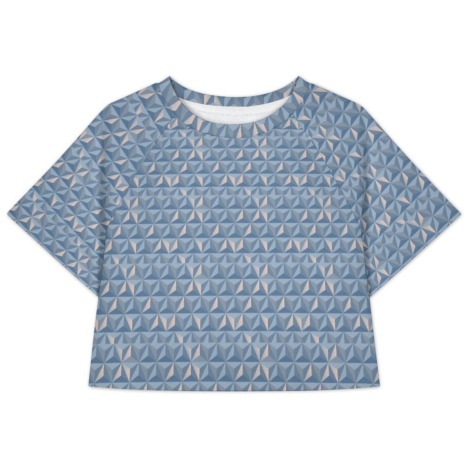 All Over Print Cropped Ralgan T-Shirt - Ambrie