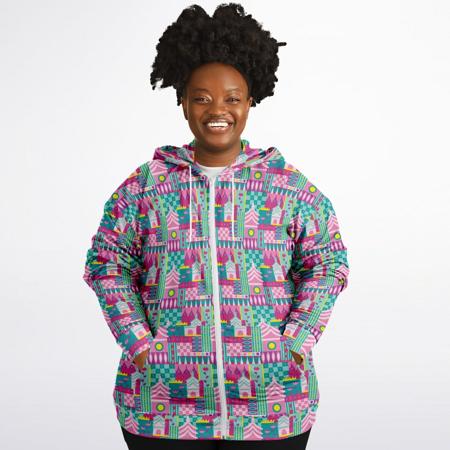 Small World Plus-size Unisex Zip Hoodie