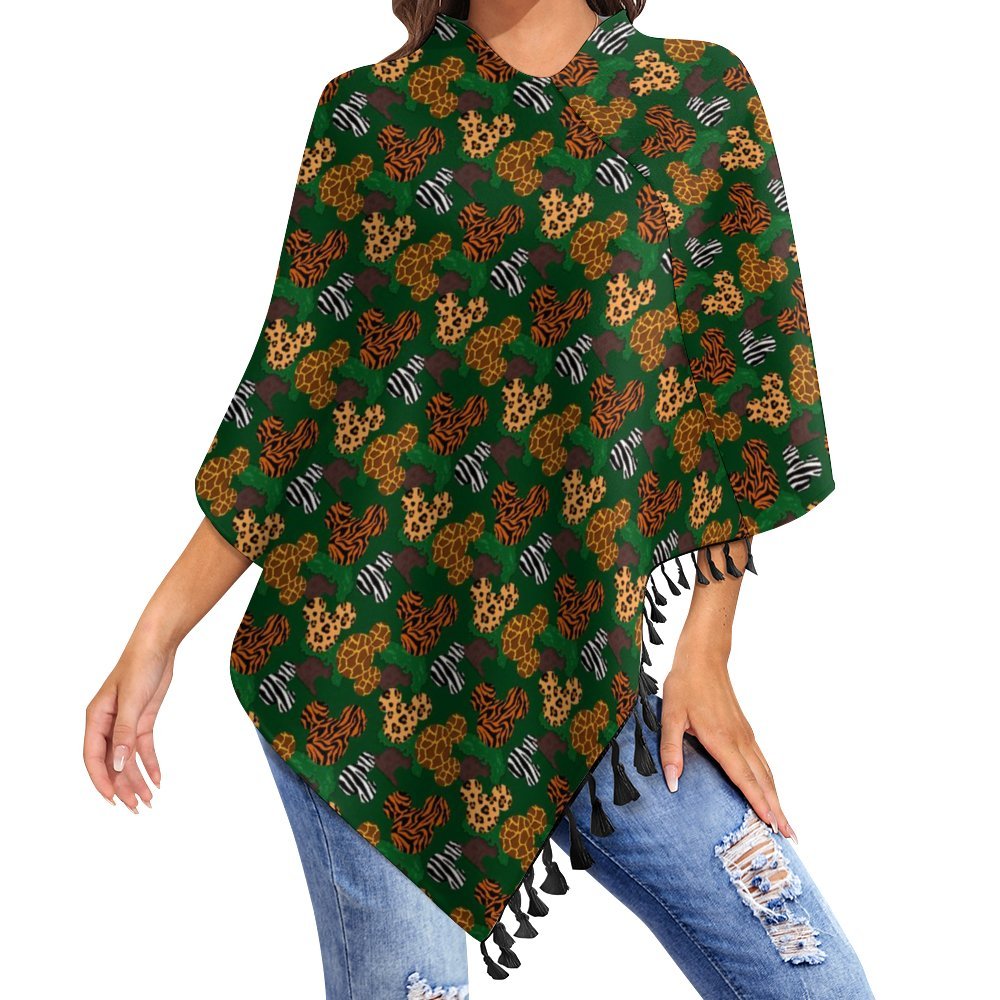 Animal Prints Tassel Cape