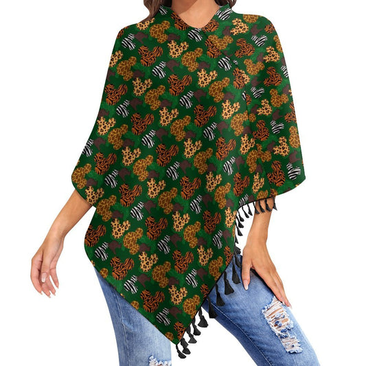 Animal Prints Tassel Cape