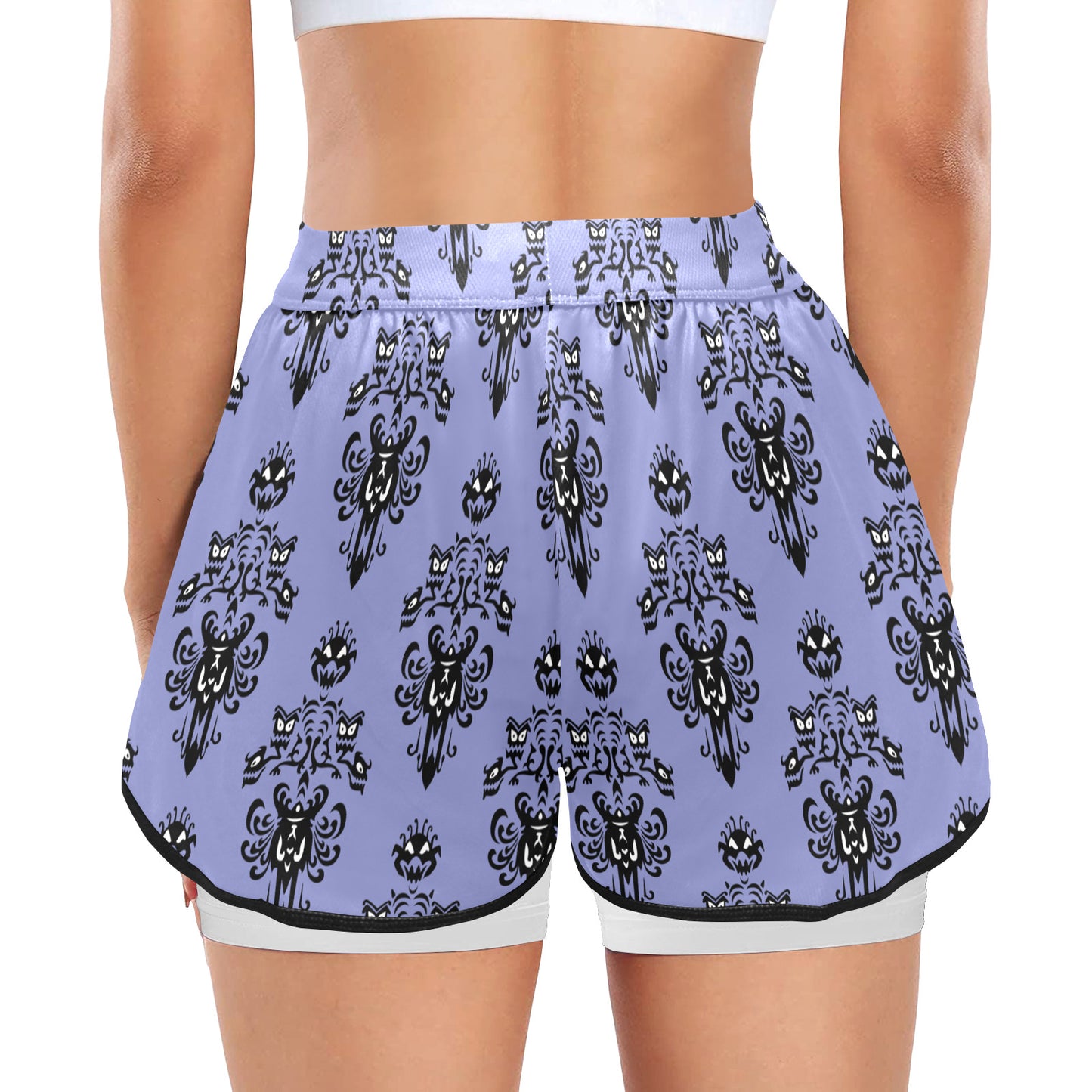 Haunted Mansion Wallpaper Women's Sports Shorts With Compression Liner