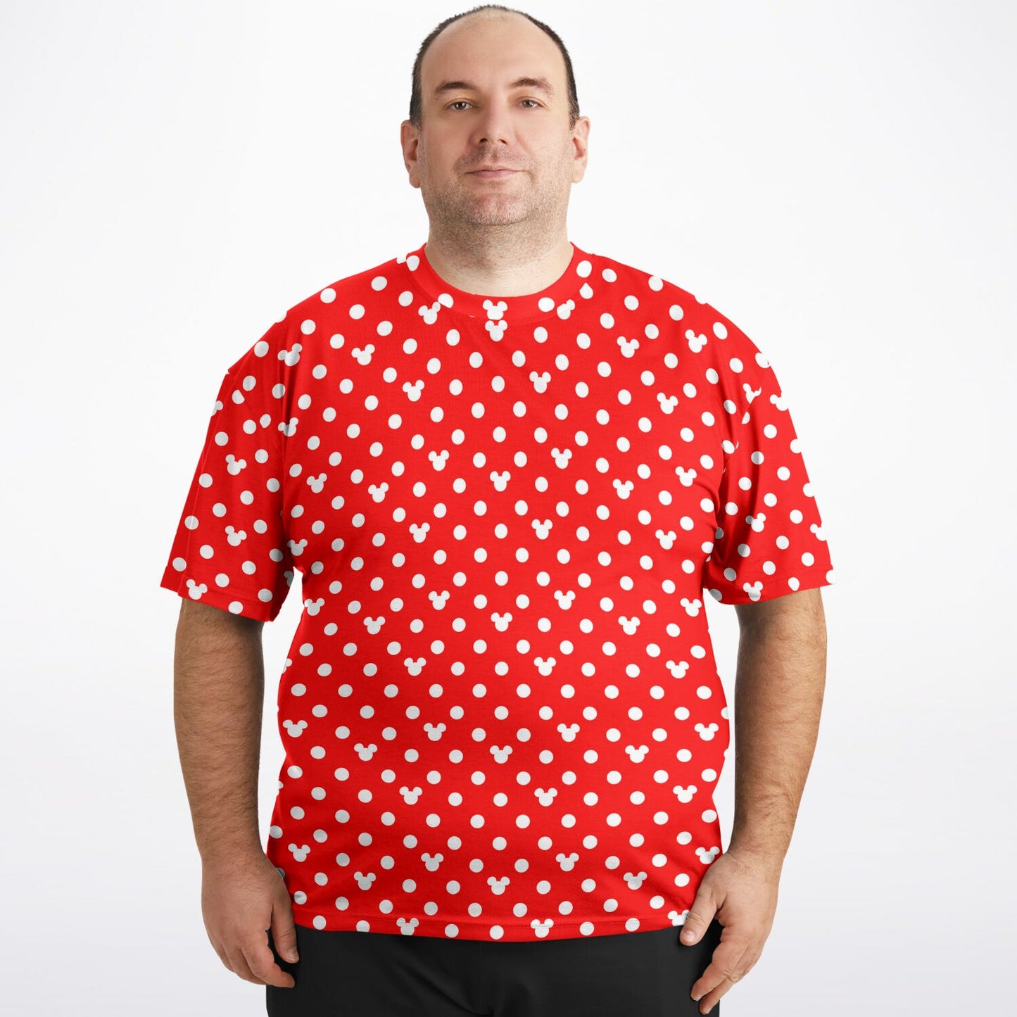 Red With White Mickey Polka Dots Unisex Plus-size T-Shirt