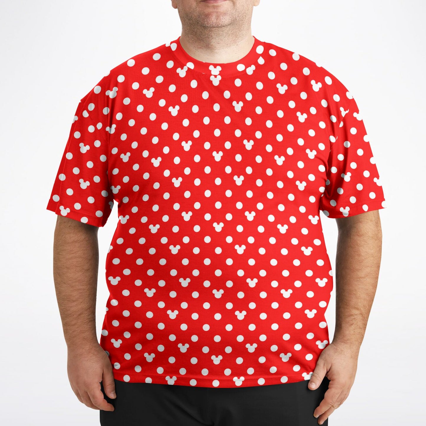 Red With White Mickey Polka Dots Unisex Plus-size T-Shirt