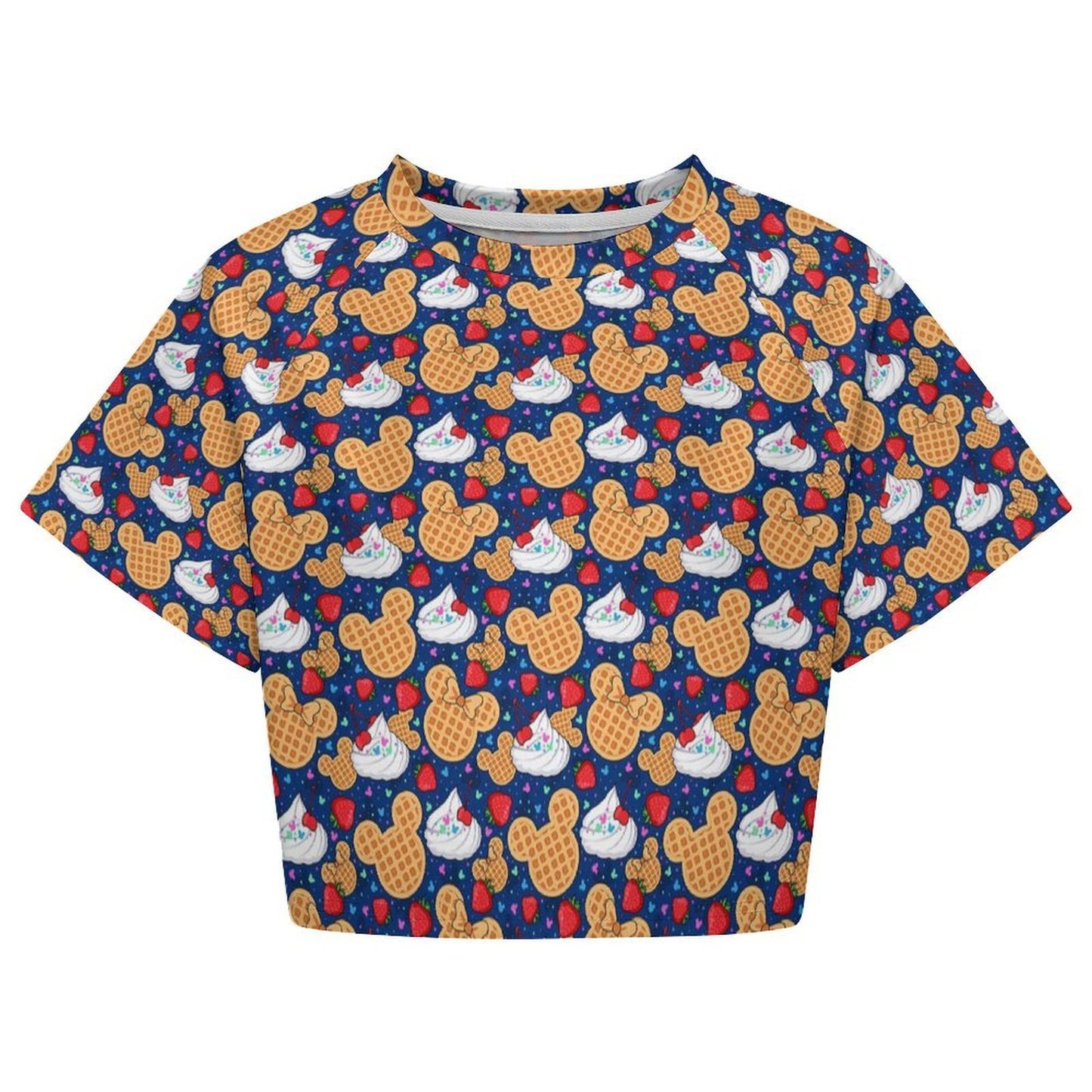 All Over Print Cropped Ralgan T-Shirt - Ambrie