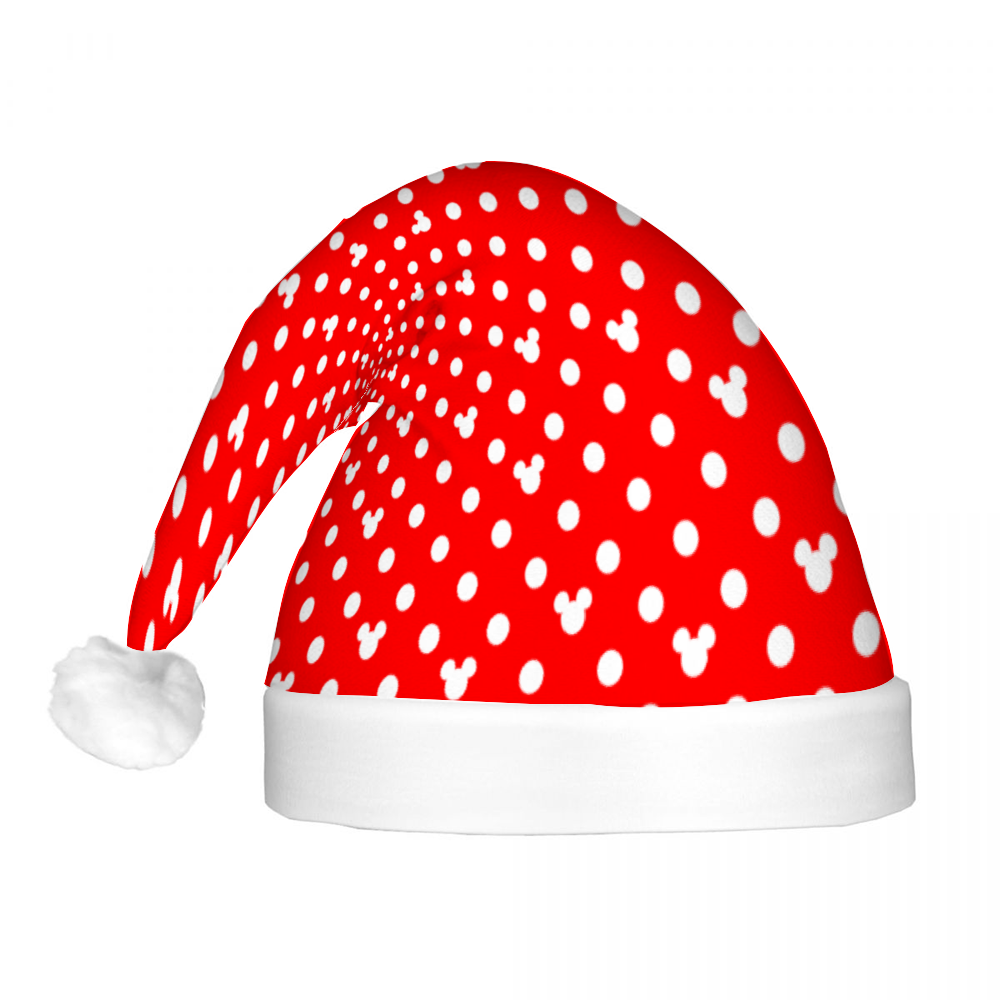 Red With White Mickey Polka Dots LED Light-Up Christmas Hat