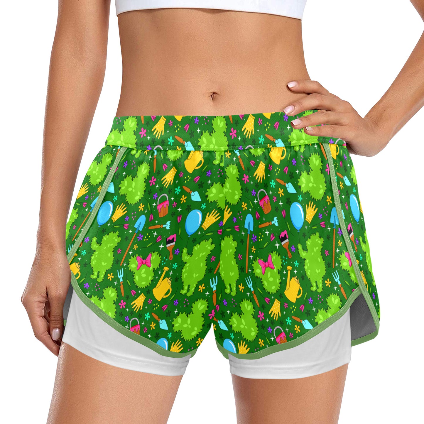 Flower And Garden Women's Sports Shorts With Compression Liner