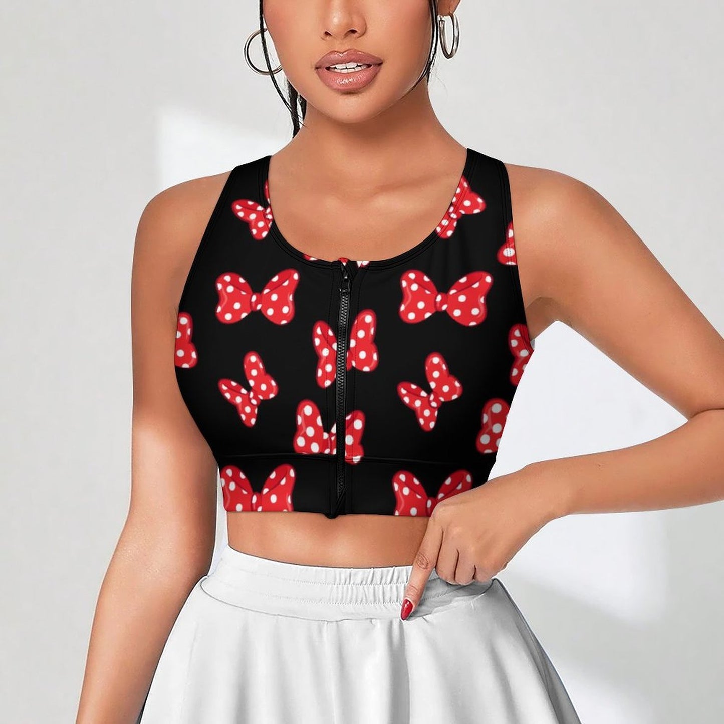 Polka Dot Bows Women's Yoga Zipper Vest - Ambrie