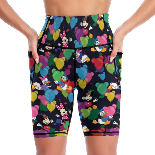 Character Balloons Women's Knee Length Athletic Yoga Shorts With Pockets