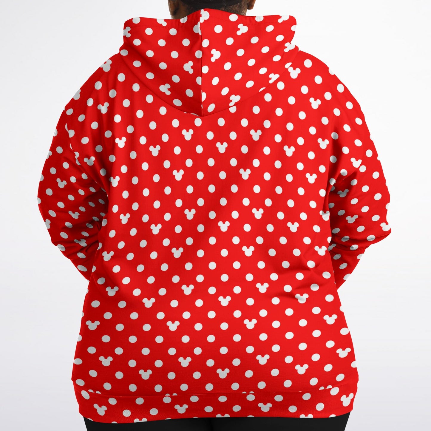 Red With White Mickey Polka Dots Plus-size Unisex Zip Hoodie