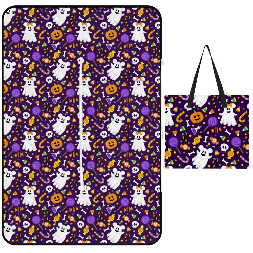 Mickey And Minnie Ghosts Zipper Picnic Mat