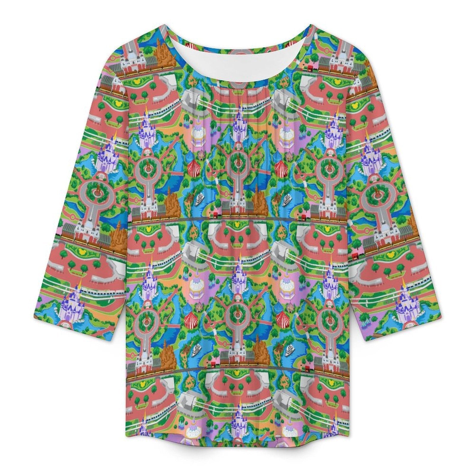 Park Map Women's 3/4 Sleeve Pleated Tunic Top - Ambrie