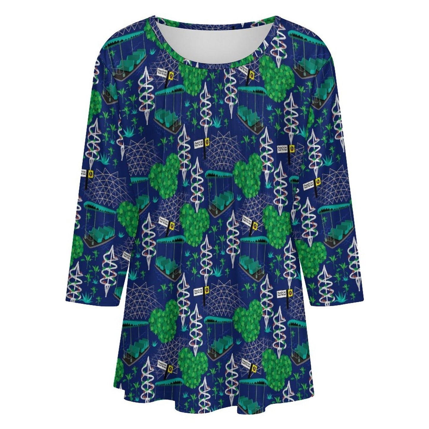 Living With The Land Women's 3/4 Sleeve Pleated Tunic Top - Ambrie