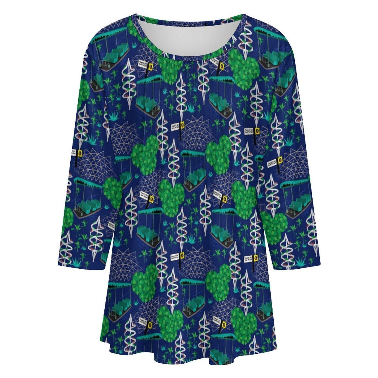 Living With The Land Women's 3/4 Sleeve Pleated Tunic Top - Ambrie