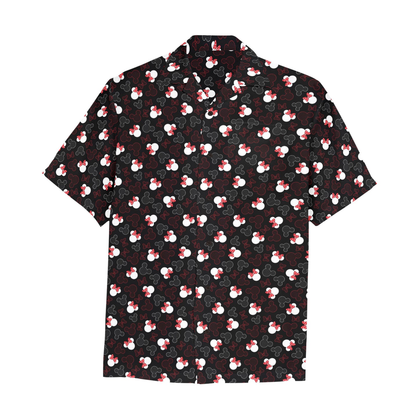 Mickey And Minnie Dots Hawaiian Shirt With Chest Pocket