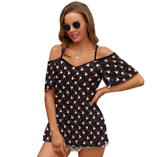 Mickey And Minnie Dots Women's Off-Shoulder Cold Shoulder Camisole Top
