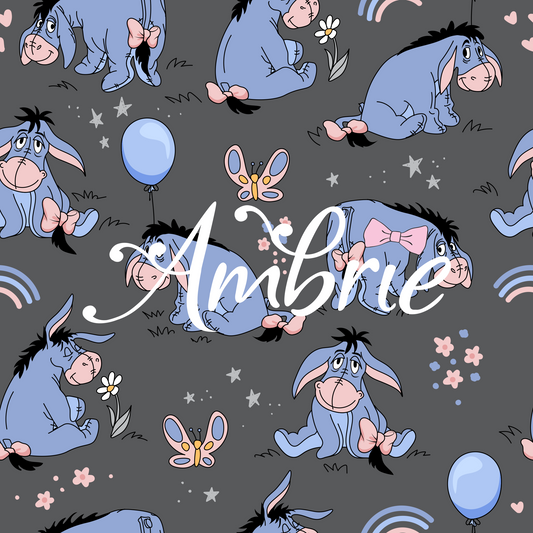 Eeyore Seamless Pattern, Magical Cartoon Seamless pattern, Fabric Sublimation