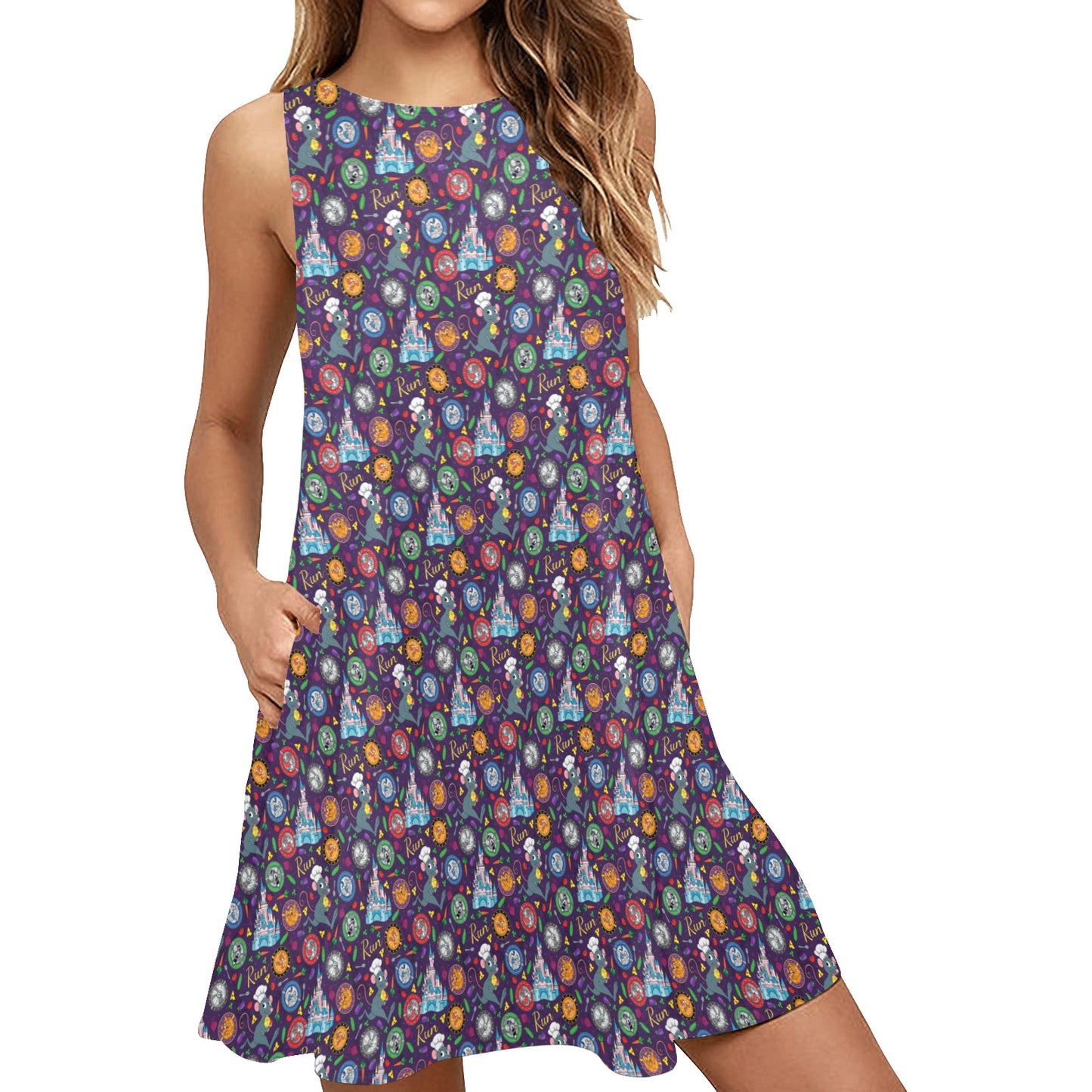 Ratatouille Wine And Dine Race Sleeveless A-Line Pocket Dress