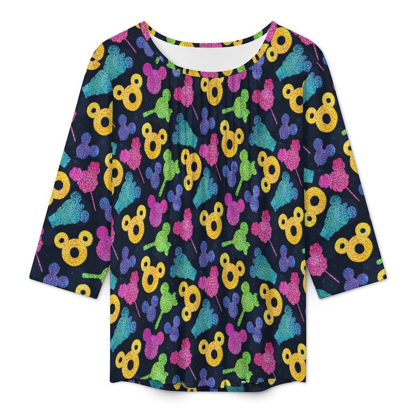 Glitter Snacks Women's 3/4 Sleeve Pleated Tunic Top - Ambrie