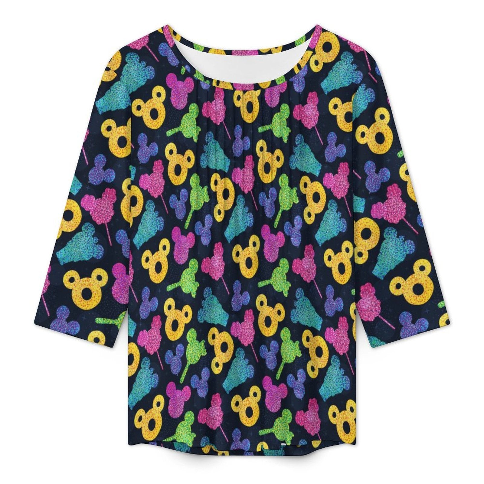 Glitter Snacks Women's 3/4 Sleeve Pleated Tunic Top - Ambrie