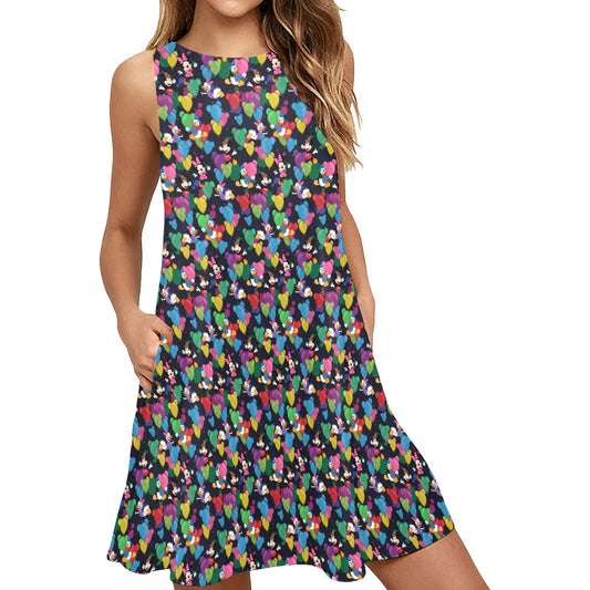 Character Balloons Sleeveless A-Line Pocket Dress