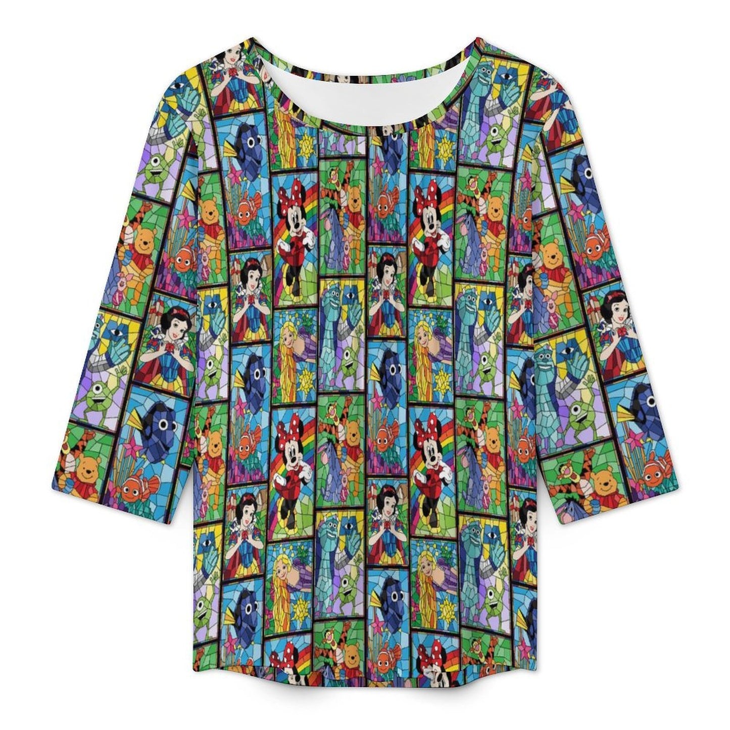 Stained Glass Women's 3/4 Sleeve Pleated Tunic Top - Ambrie