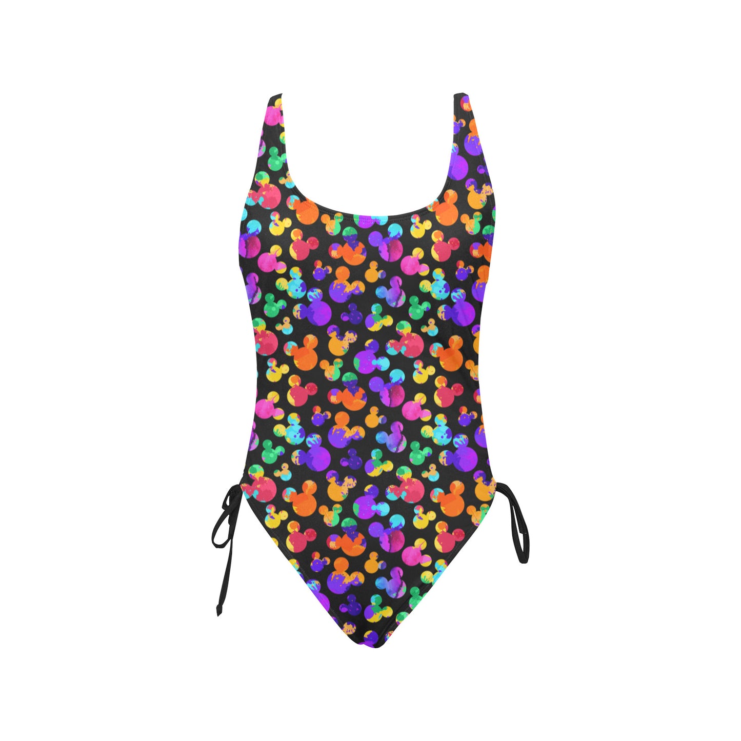 Watercolor Drawstring Side Women's One-Piece Swimsuit
