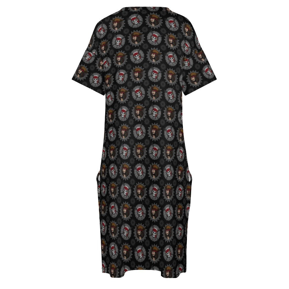 Savy Women's V-neck Loose Dress With Pockets