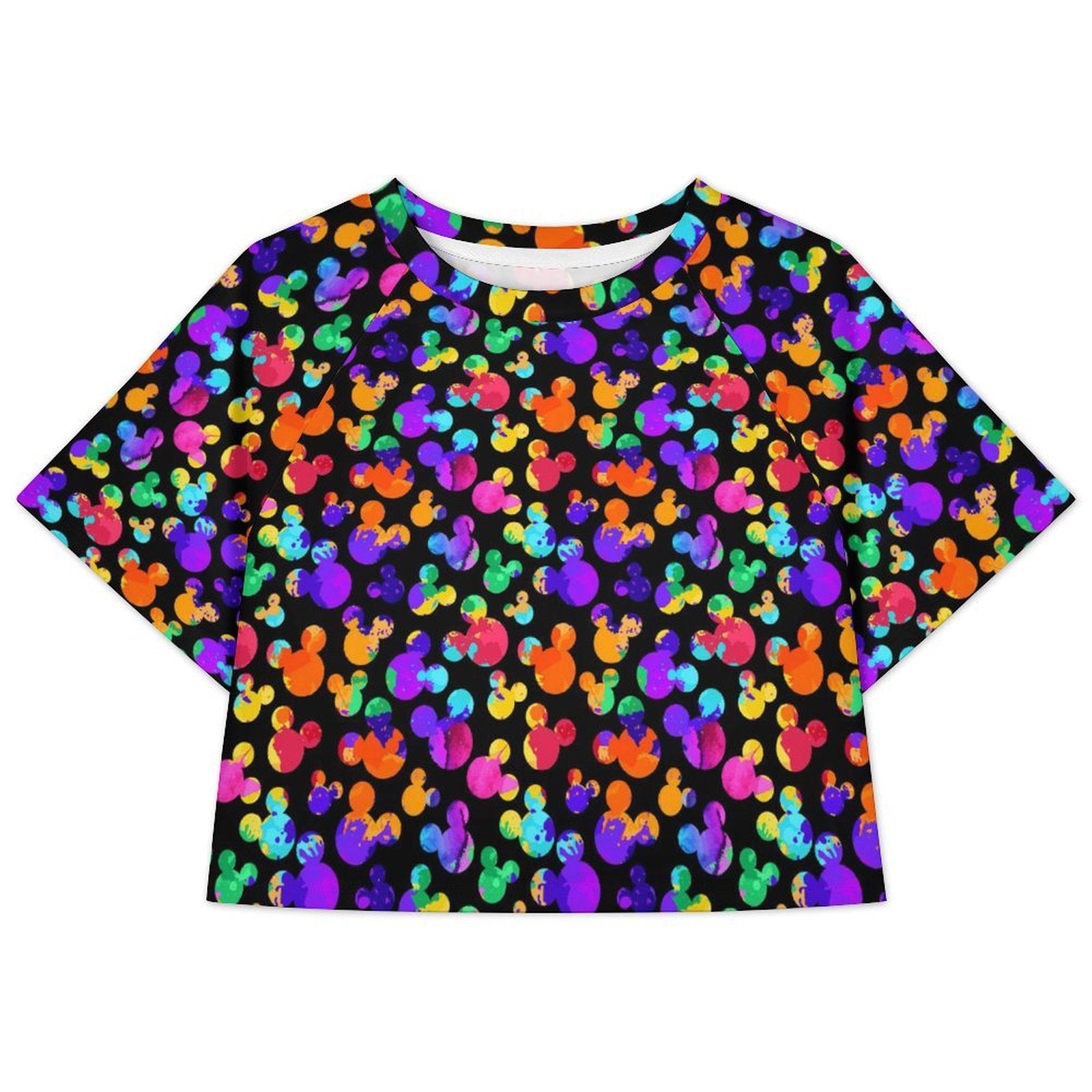 All Over Print Cropped Ralgan T-Shirt - Ambrie