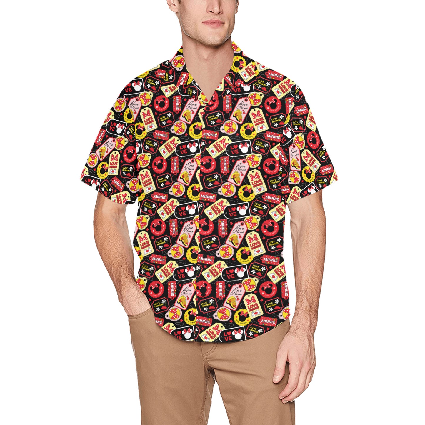 Minnie Tags Hawaiian Shirt With Chest Pocket