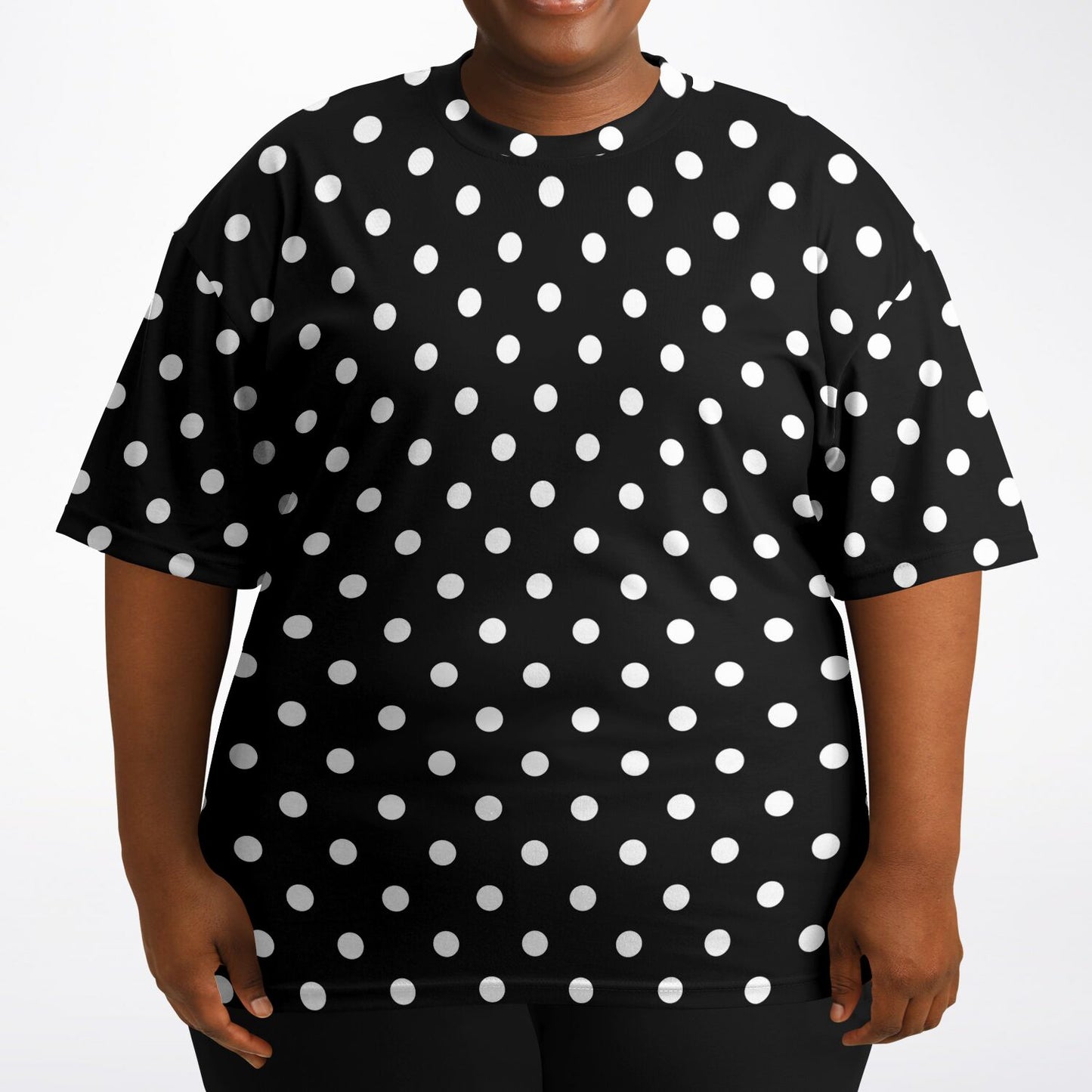 Black With White Polka Dots Unisex Plus-size T-Shirt