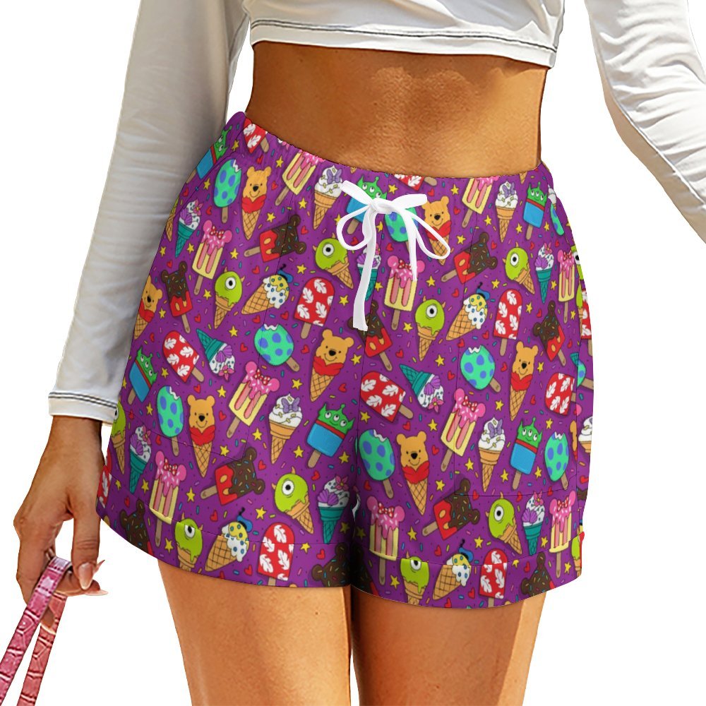 Ice Cream Women's High-Waisted Loose Shorts With Pockets