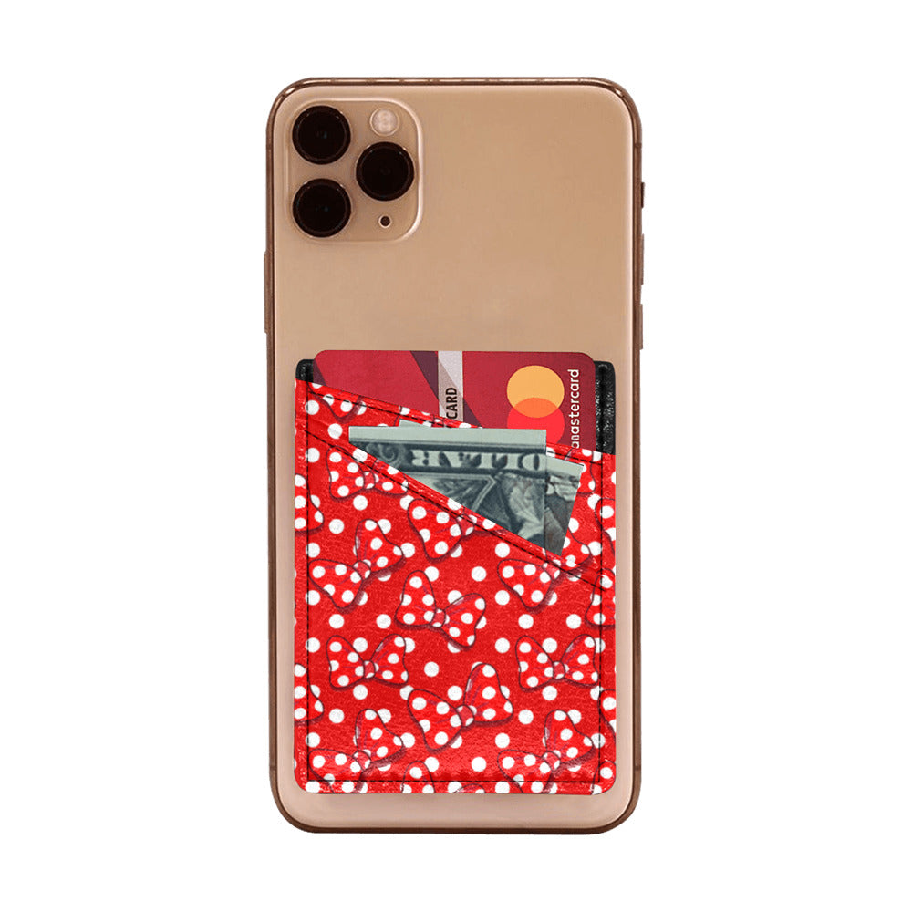 Red With White Polka Dot And Bows Cell Phone Card Holder