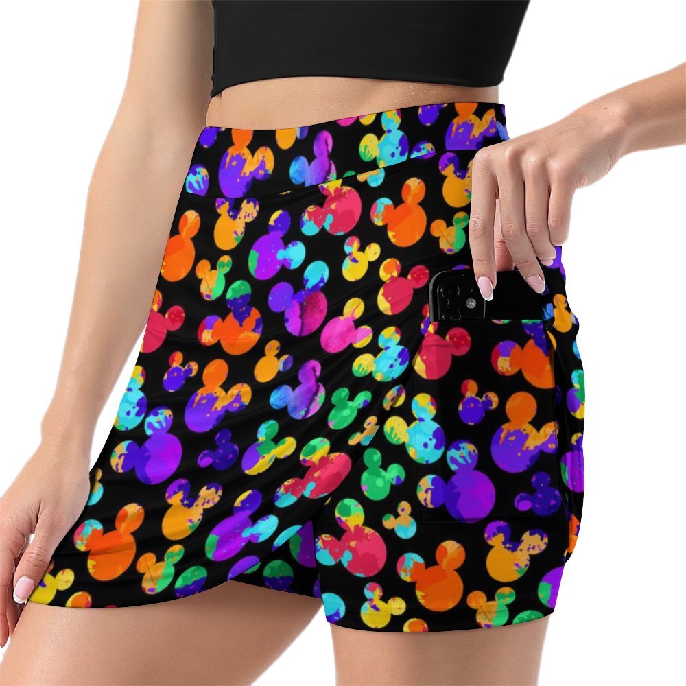 Watercolor Athletic A-Line Skirt With Pocket