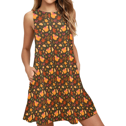 Fall Sleeveless A-Line Pocket Dress