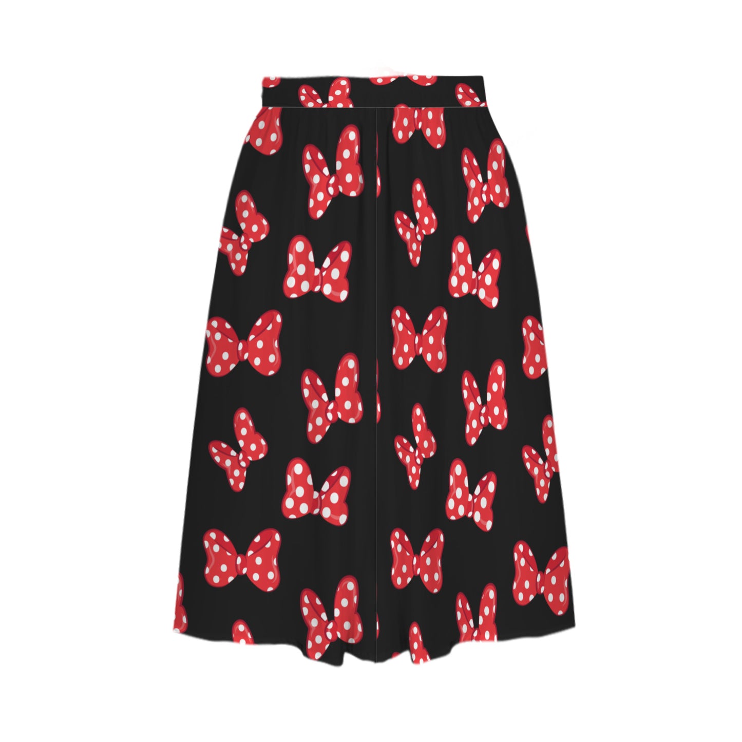 Polka Dot Bows Elastic Waist Midi Skirt With Pockets