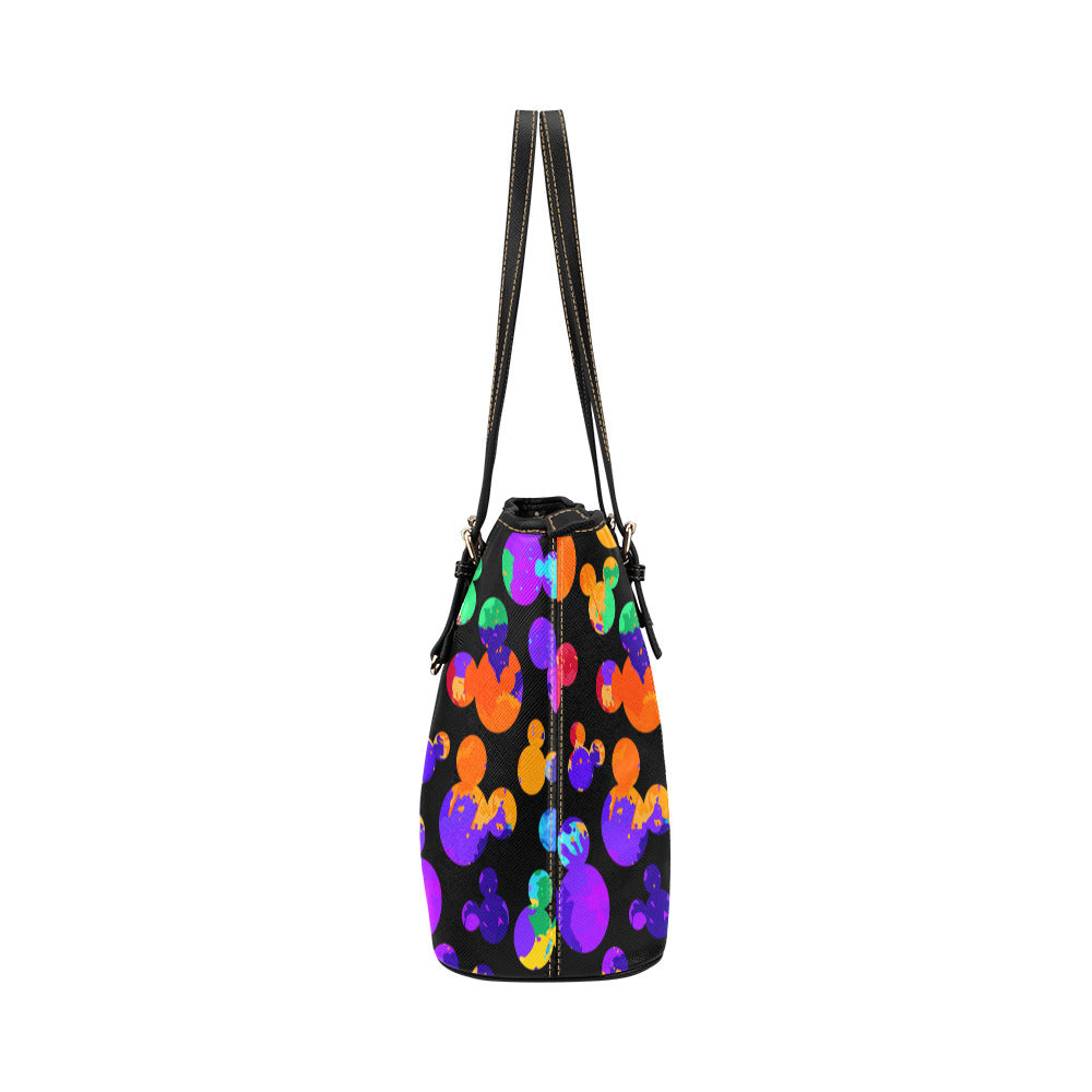 Watercolor Leather Tote Bag