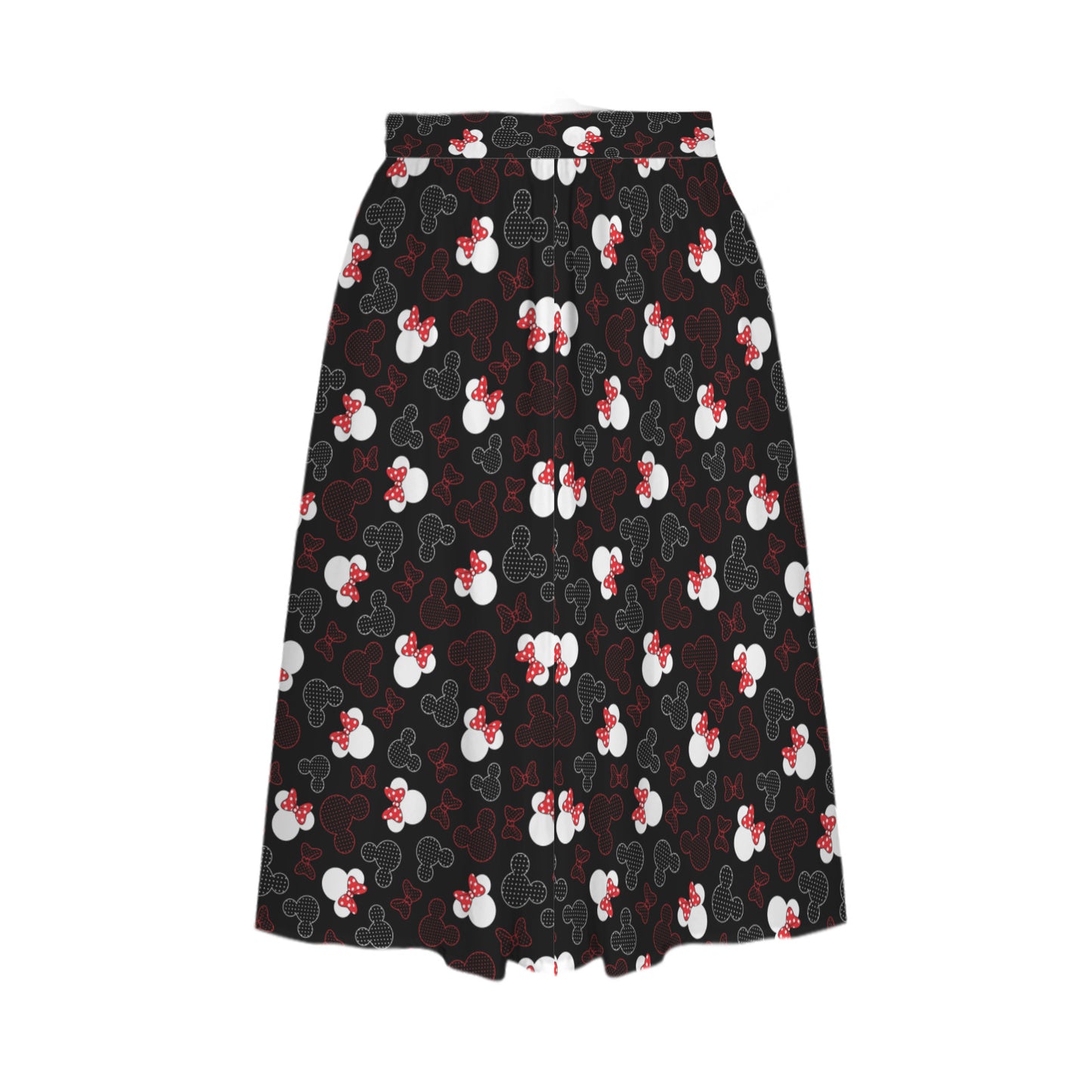 Mickey And Minnie Dots Elastic Waist Midi Skirt With Pockets