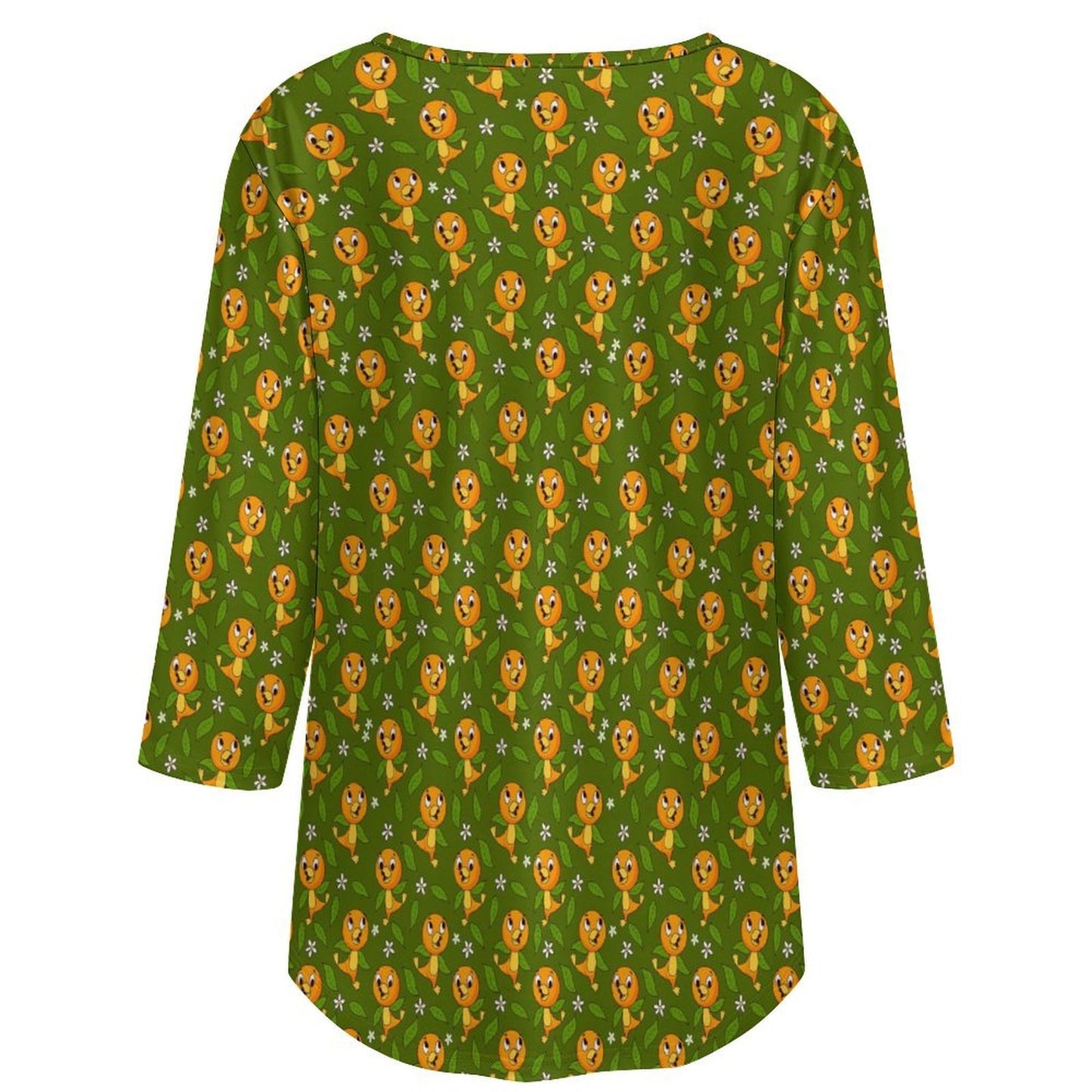 Orange Bird Women's 3/4 Sleeve Pleated Tunic Top - Ambrie