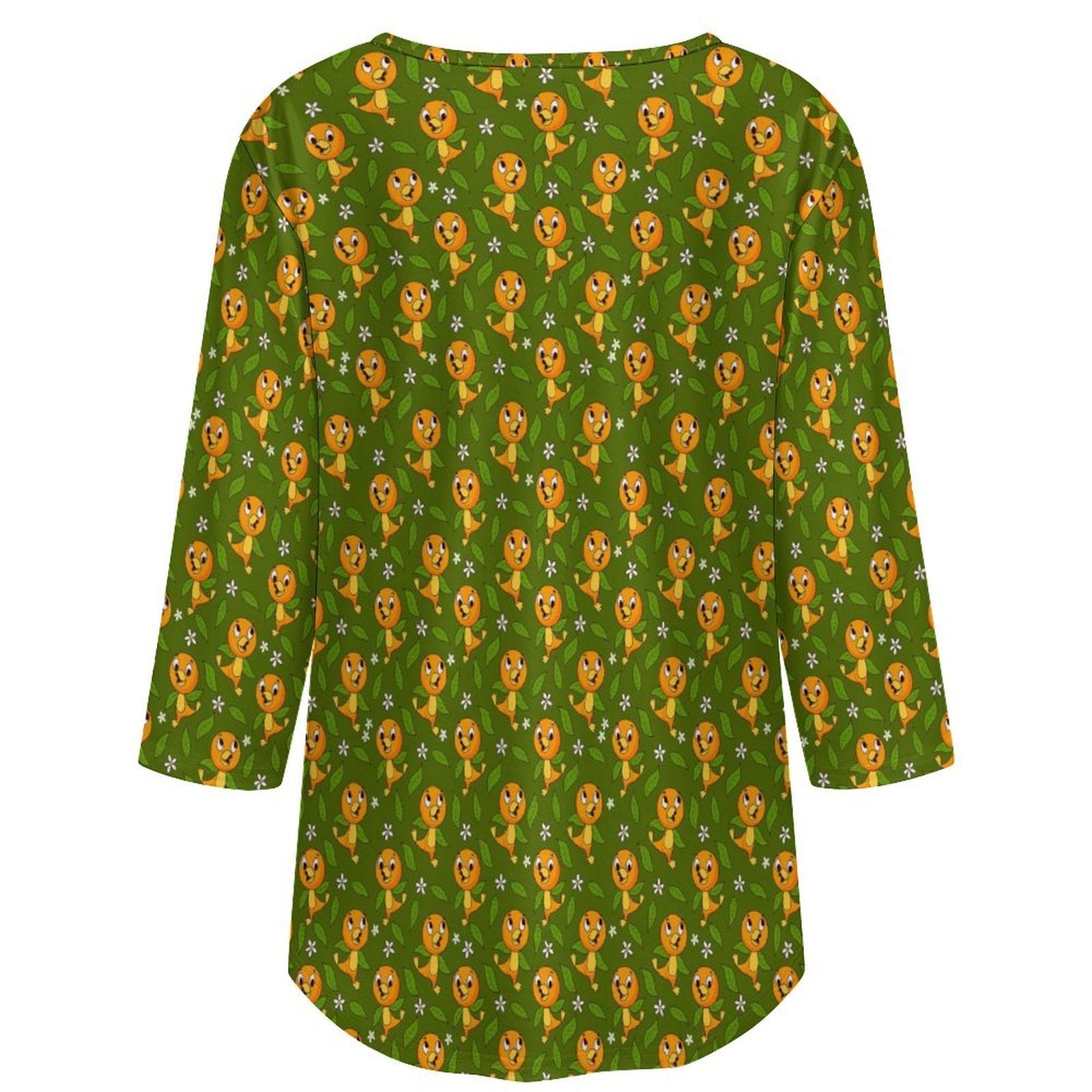 Orange Bird Women's 3/4 Sleeve Pleated Tunic Top - Ambrie