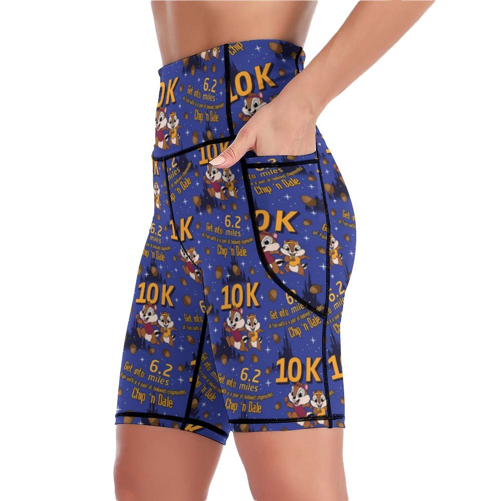 Chip And Dale 10K Women's Knee Length Athletic Yoga Shorts With Pockets