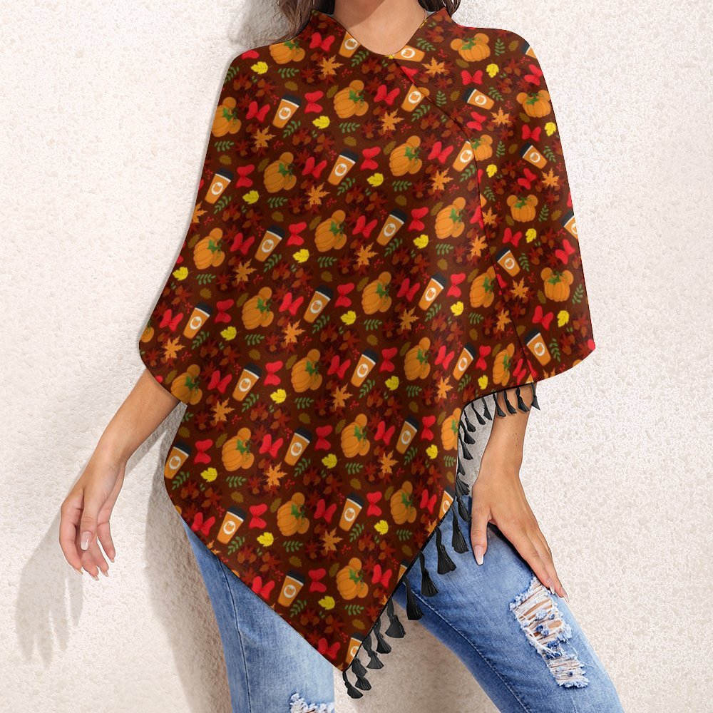 Fall Pumpkins Tassel Cape