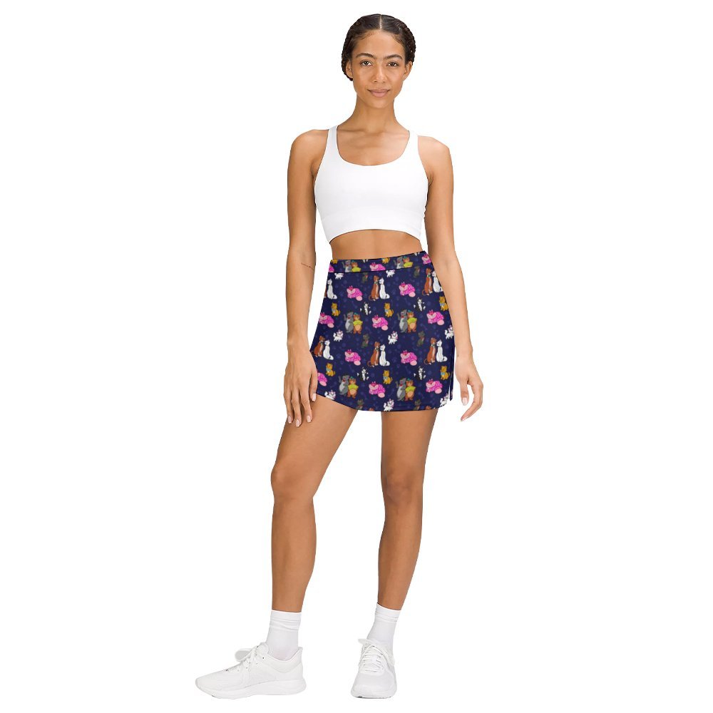 Cat Favorites Athletic A-Line Skirt With Pocket Solid Shorts