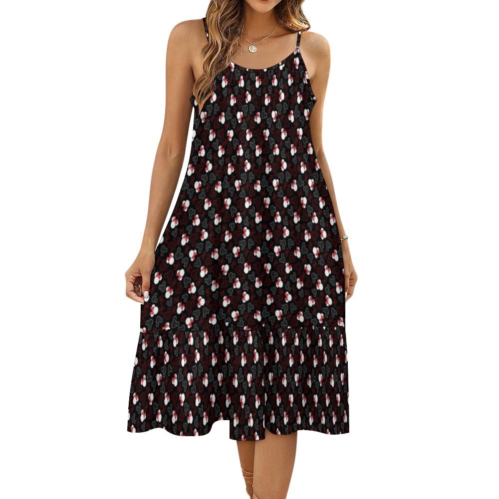 Mickey And Minnie Dots Suspender Sleeveless Dress