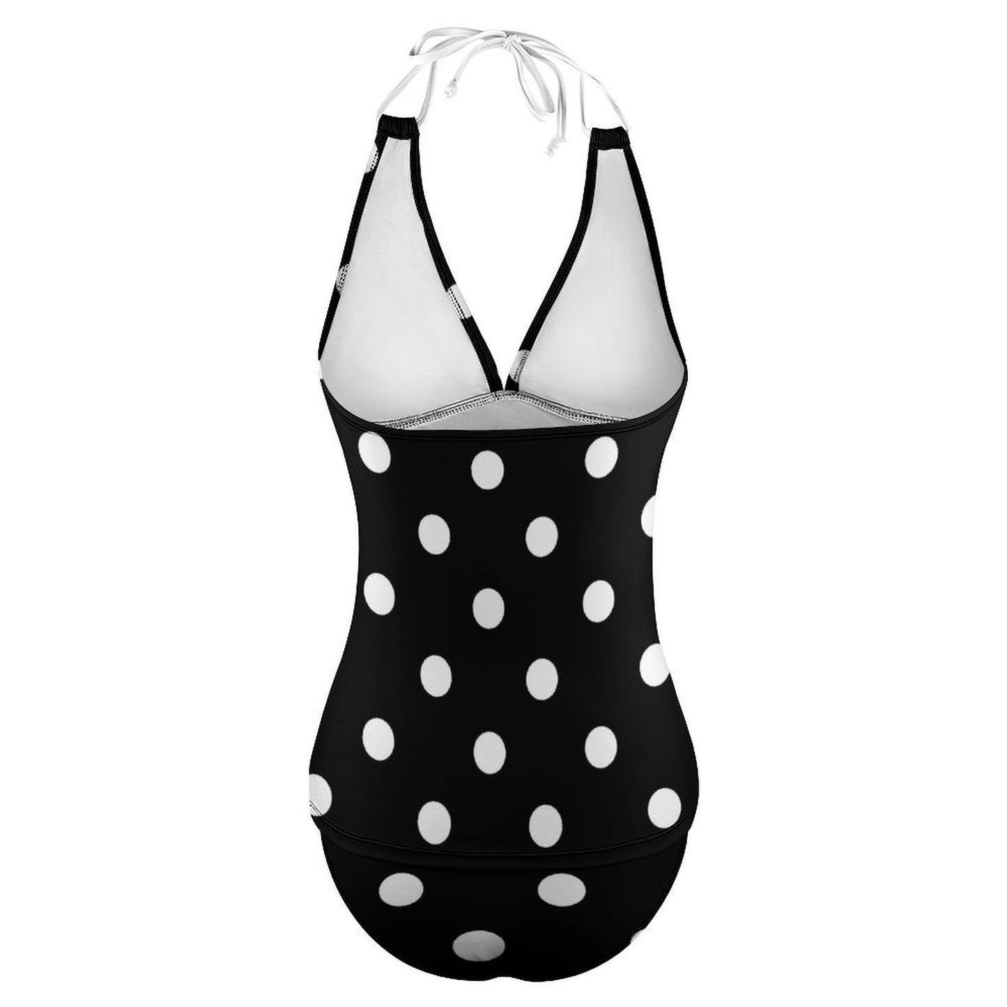 Black With White Polka Dots Women's Split Swimsuit