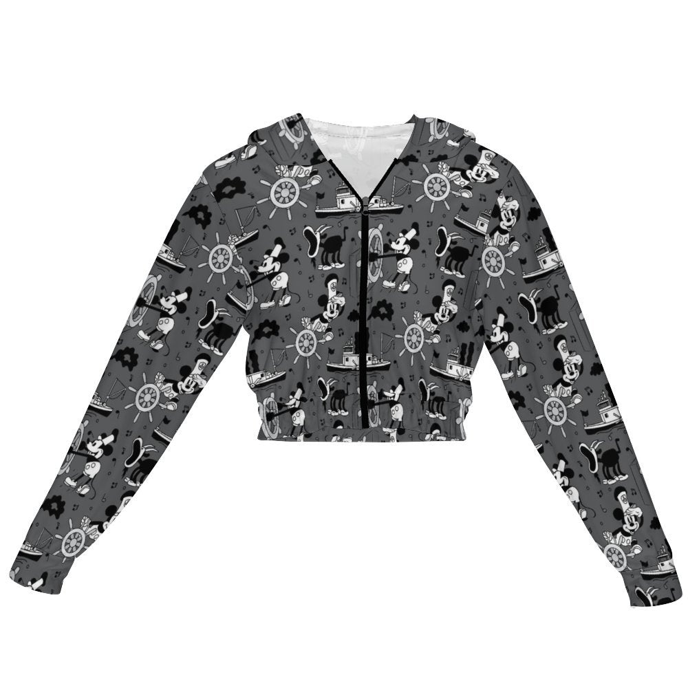 Steamboat Mickey Women's Cropped Zipper Jacket