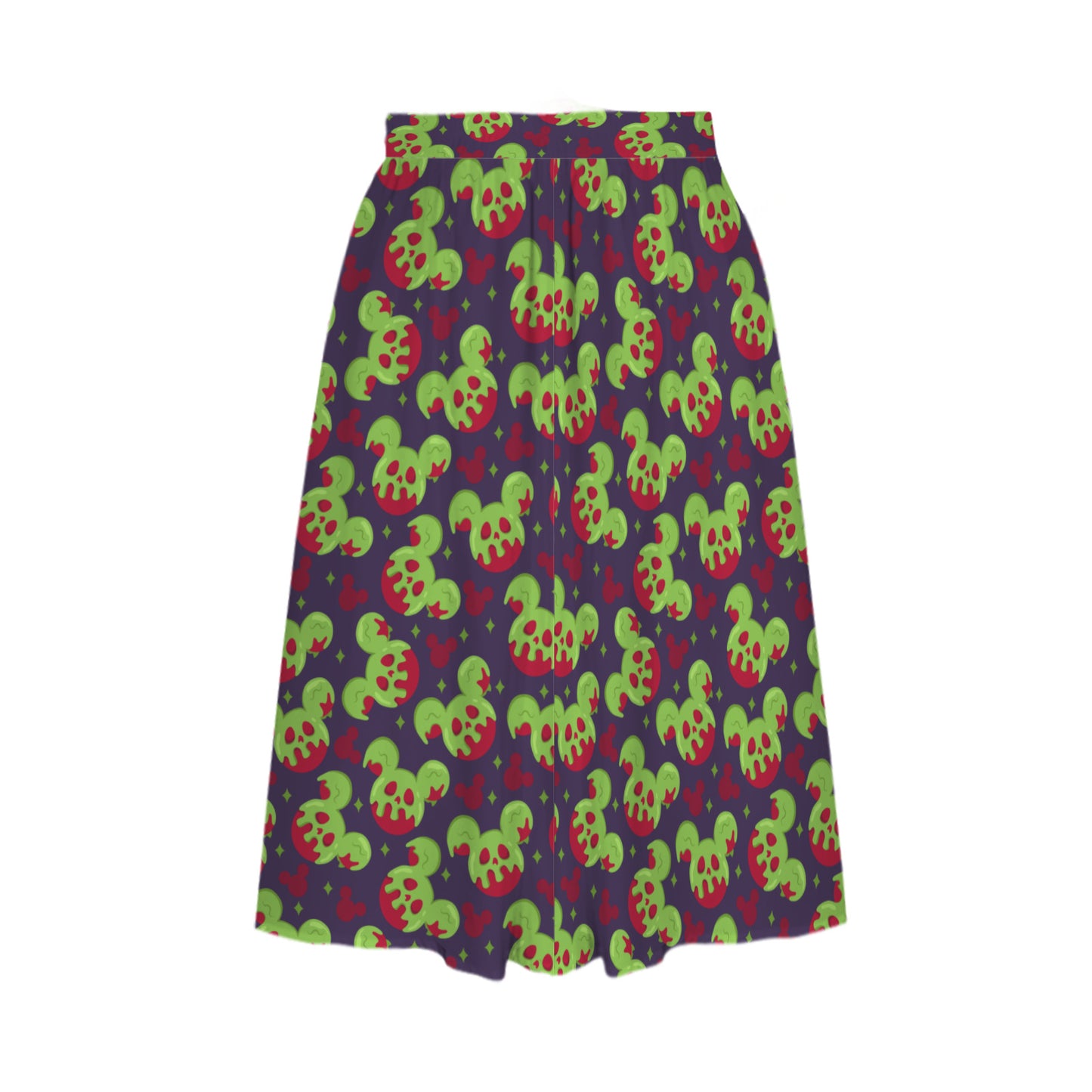 Poison Apple Elastic Waist Midi Skirt With Pockets