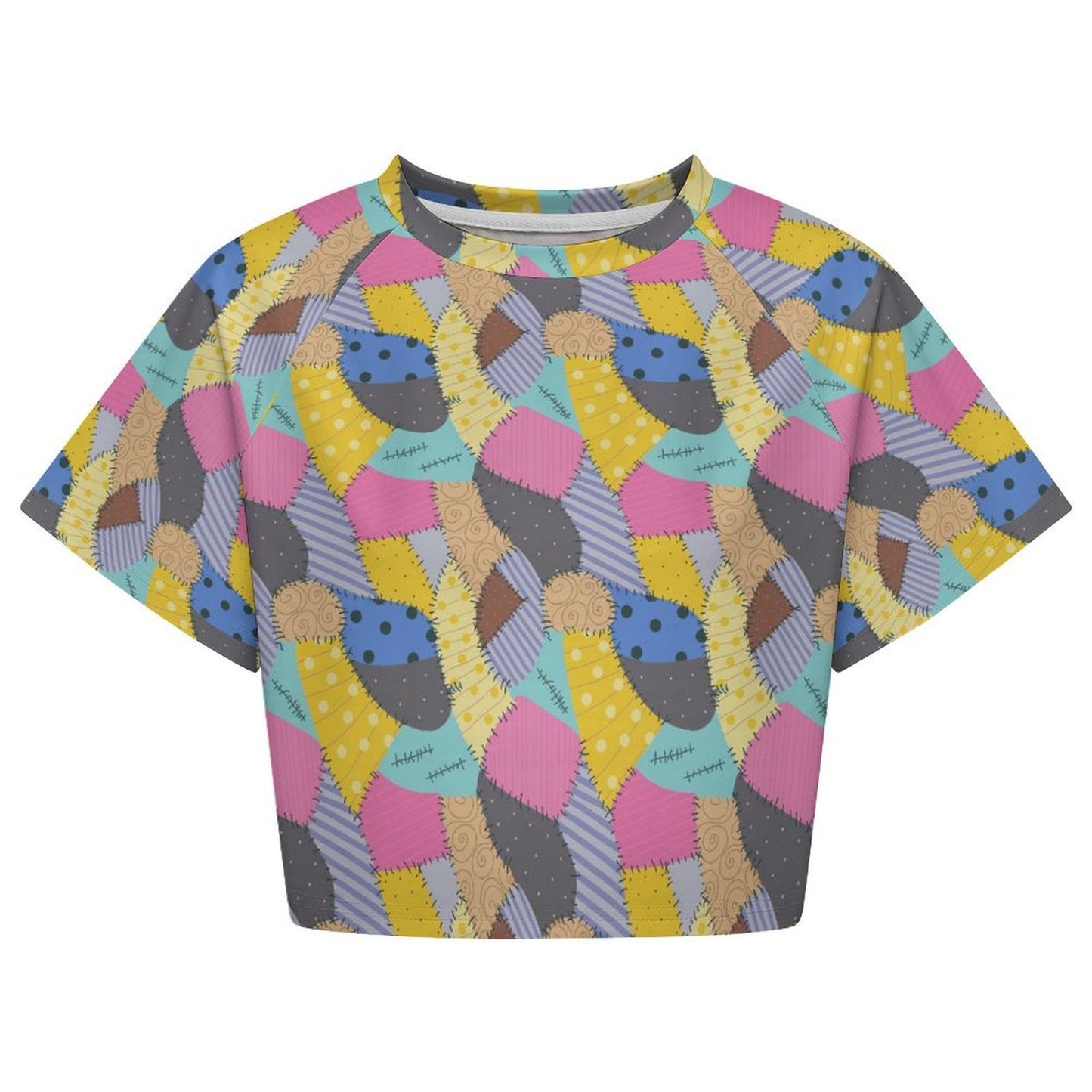 All Over Print Cropped Ralgan T-Shirt - Ambrie