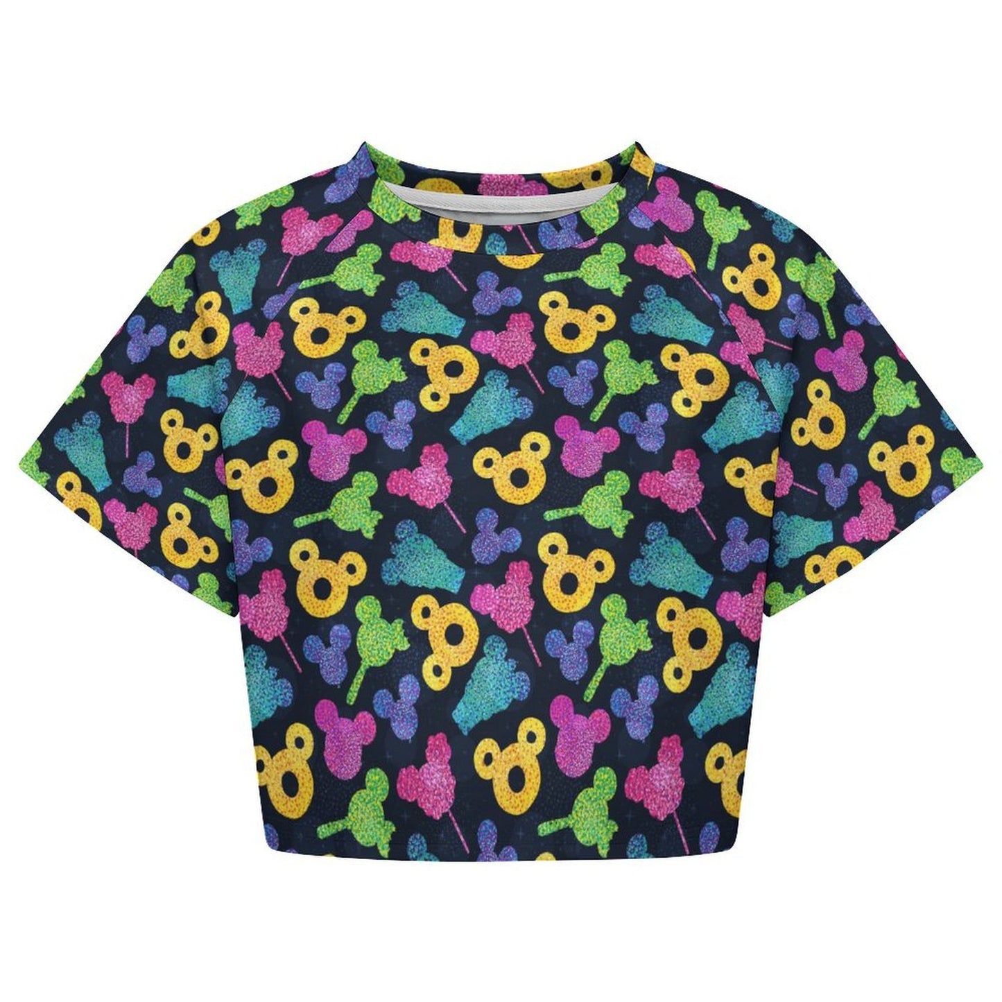 All Over Print Cropped Ralgan T-Shirt - Ambrie