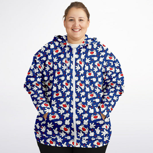 Happy Hands Plus-size Unisex Zip Hoodie