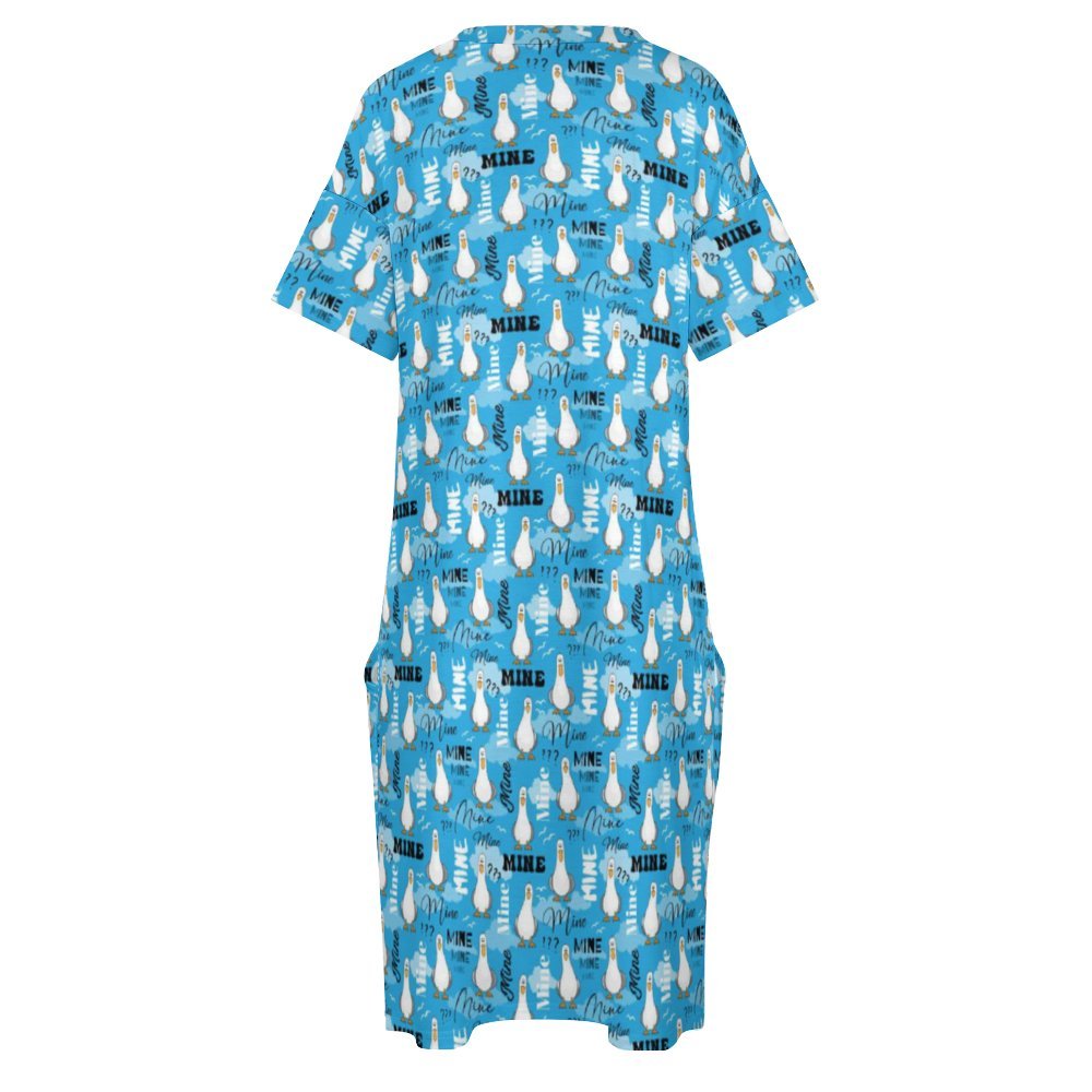 Disney Finding Nemo Mine Mine Mine Women's V-neck Loose Dress With Pockets